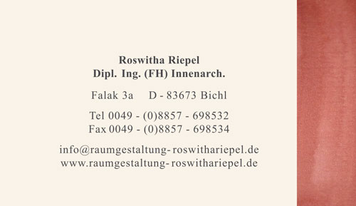 Visitenkarte Raumgestaltung - Roswitha Riepel